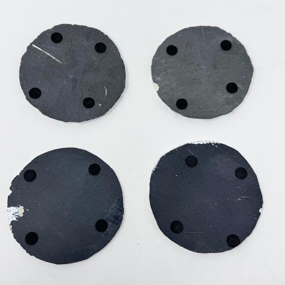 Snowman Face Hand Painted Slate Coasters Set of 4 Folk Whimsical Handcrafted - Picture 8 of 10